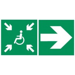 Autocollant vinyl - Evacuation handicapé Droit - L.300 x H.150 mm